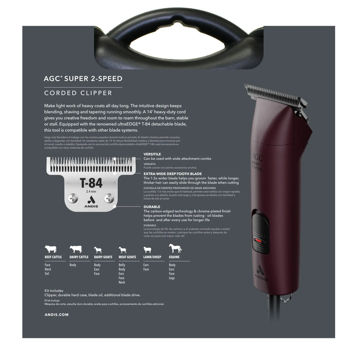 Outlet ANDIS COMPANY Andis® AGC Super 2-Speed™ Clipper with T-84 Blade