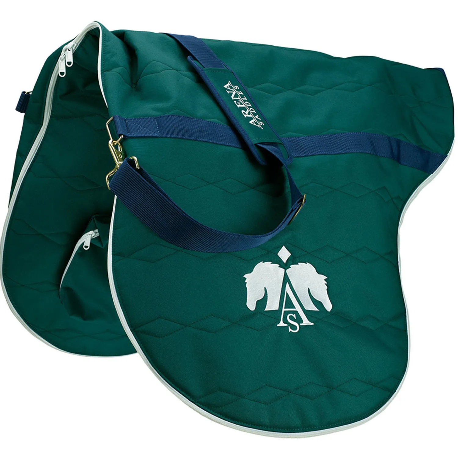 Sale SADDLERY BRANDS INTL Arena Saddle Bag Dark Green/Navy/White/Caramel