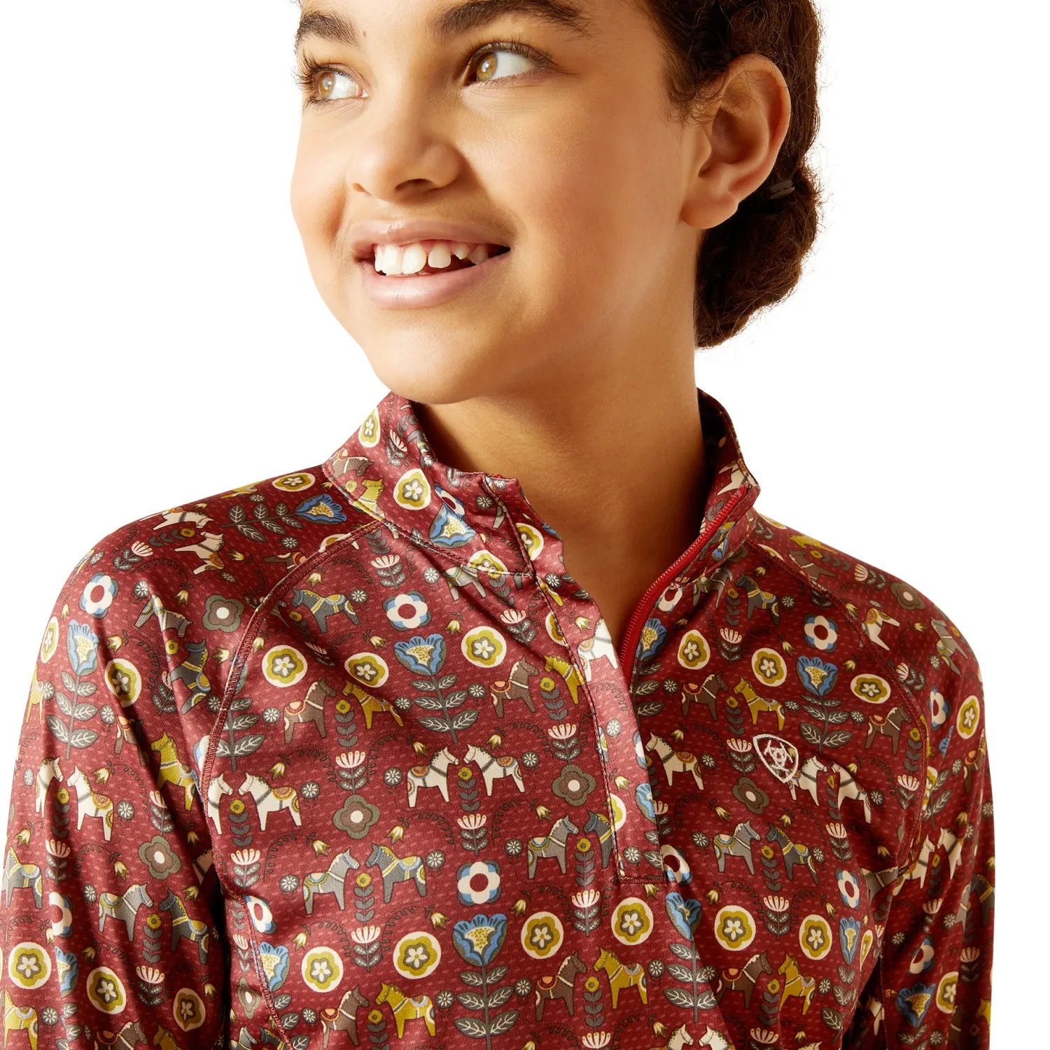 Best ARIAT-APPAREL Ariat® Kids’ Lowell Quarter-Zip Print Base Layer 2.0 Red Ochre Dala Horse