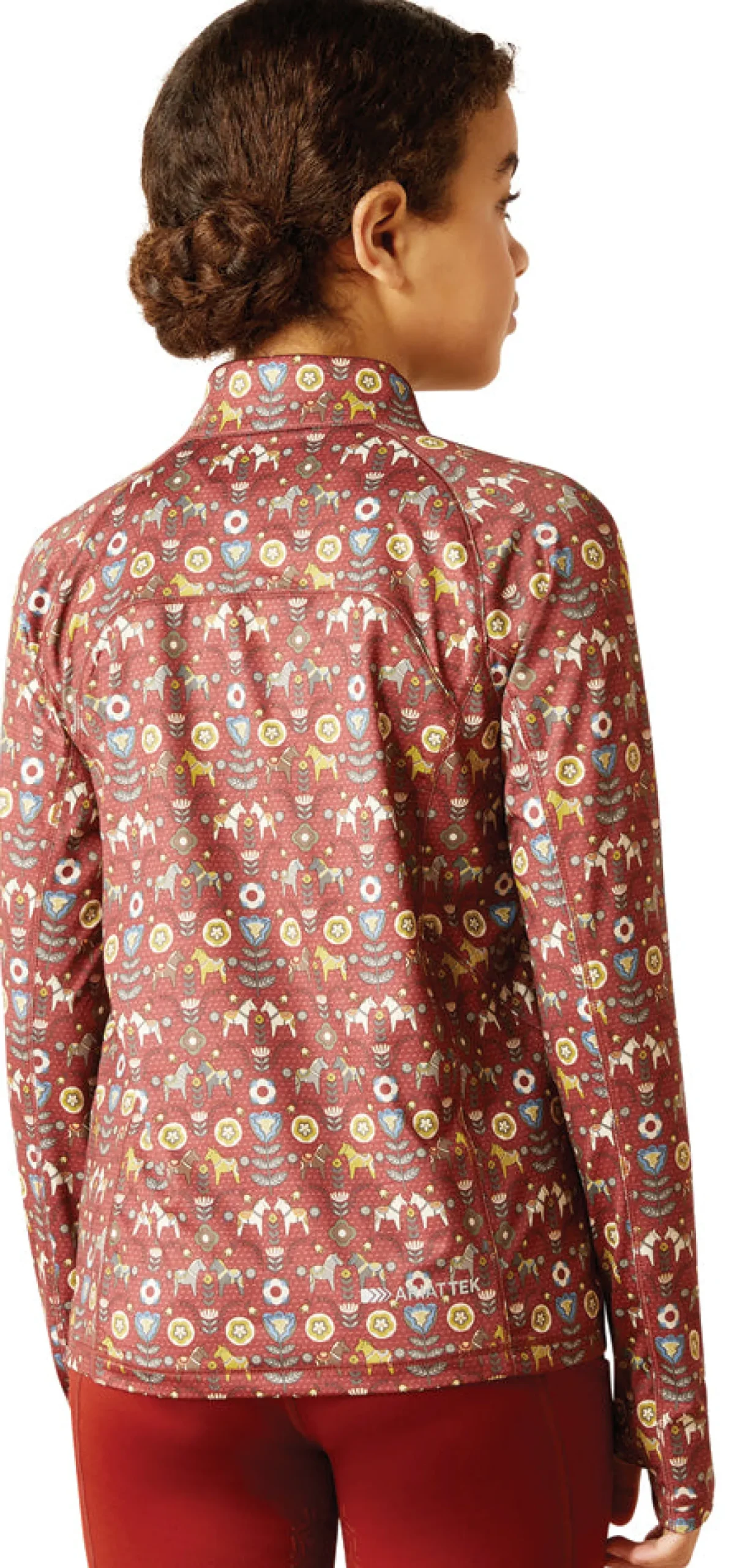 Best ARIAT-APPAREL Ariat® Kids’ Lowell Quarter-Zip Print Base Layer 2.0 Red Ochre Dala Horse