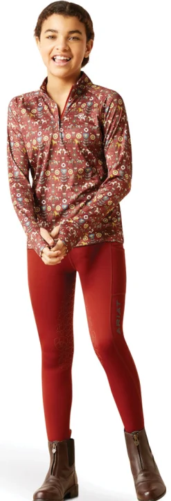 Best ARIAT-APPAREL Ariat® Kids’ Lowell Quarter-Zip Print Base Layer 2.0 Red Ochre Dala Horse