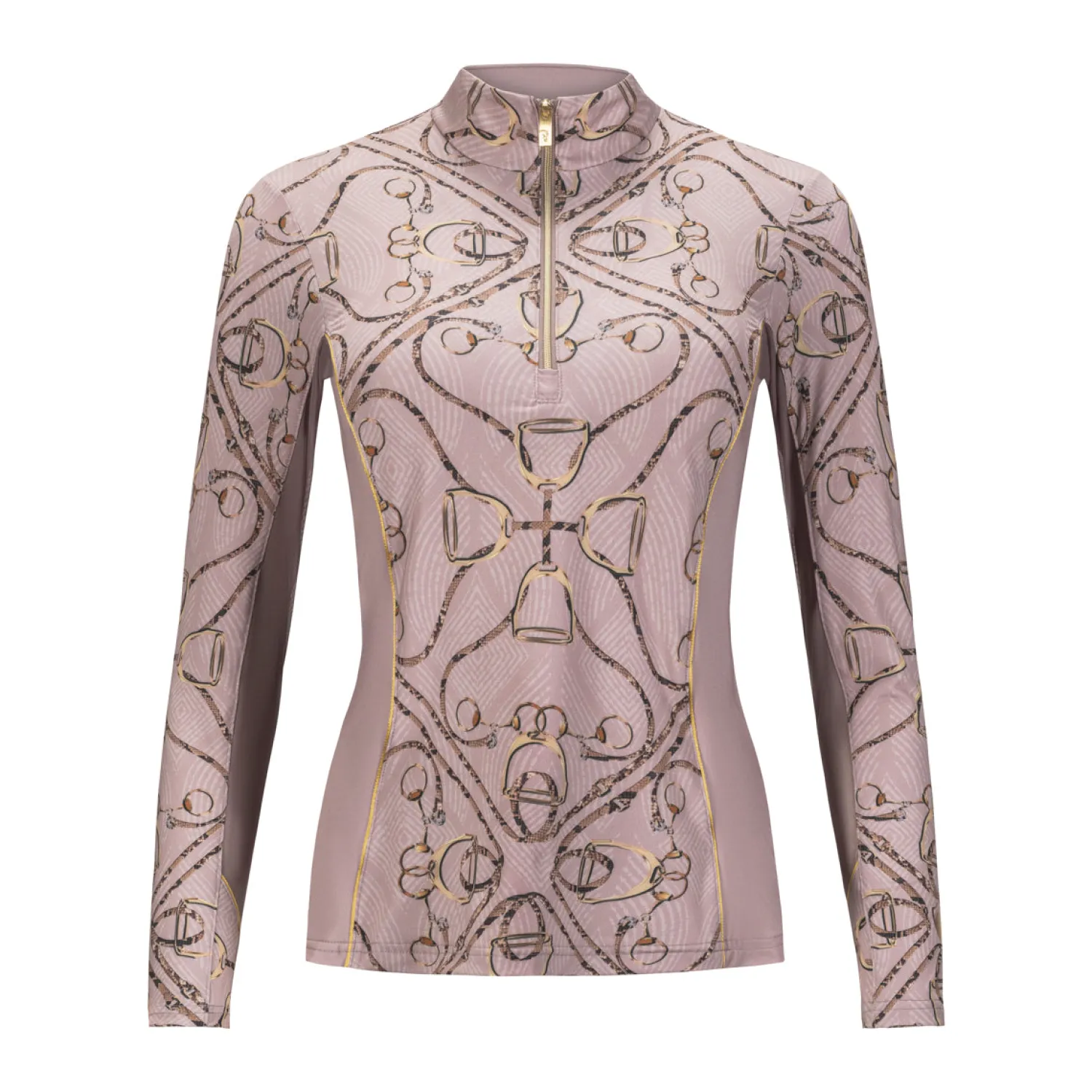 ARISTA EQUESTRIAN Arista® Golden Stirrups Quarter-Zip Long Sleeve Sun Shirt Peony