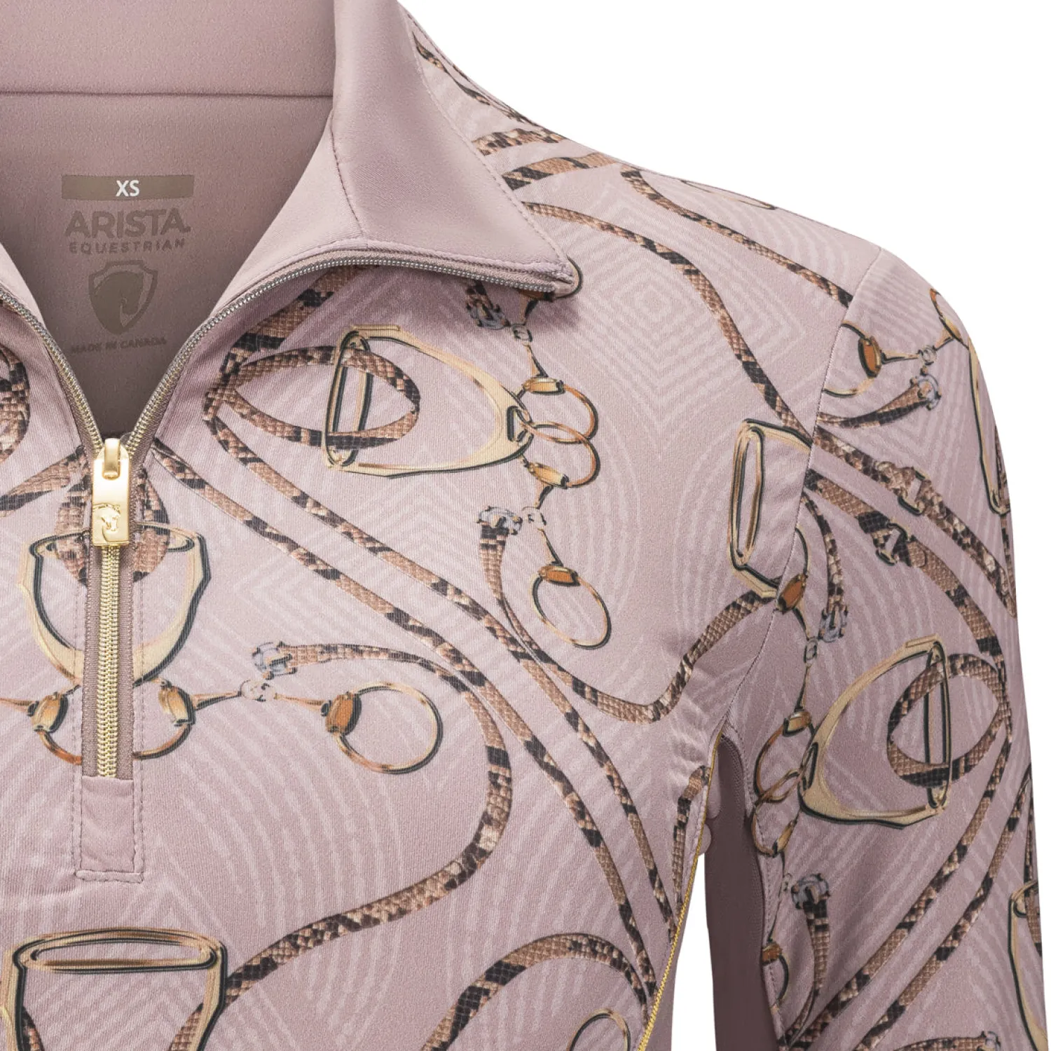 ARISTA EQUESTRIAN Arista® Golden Stirrups Quarter-Zip Long Sleeve Sun Shirt Peony