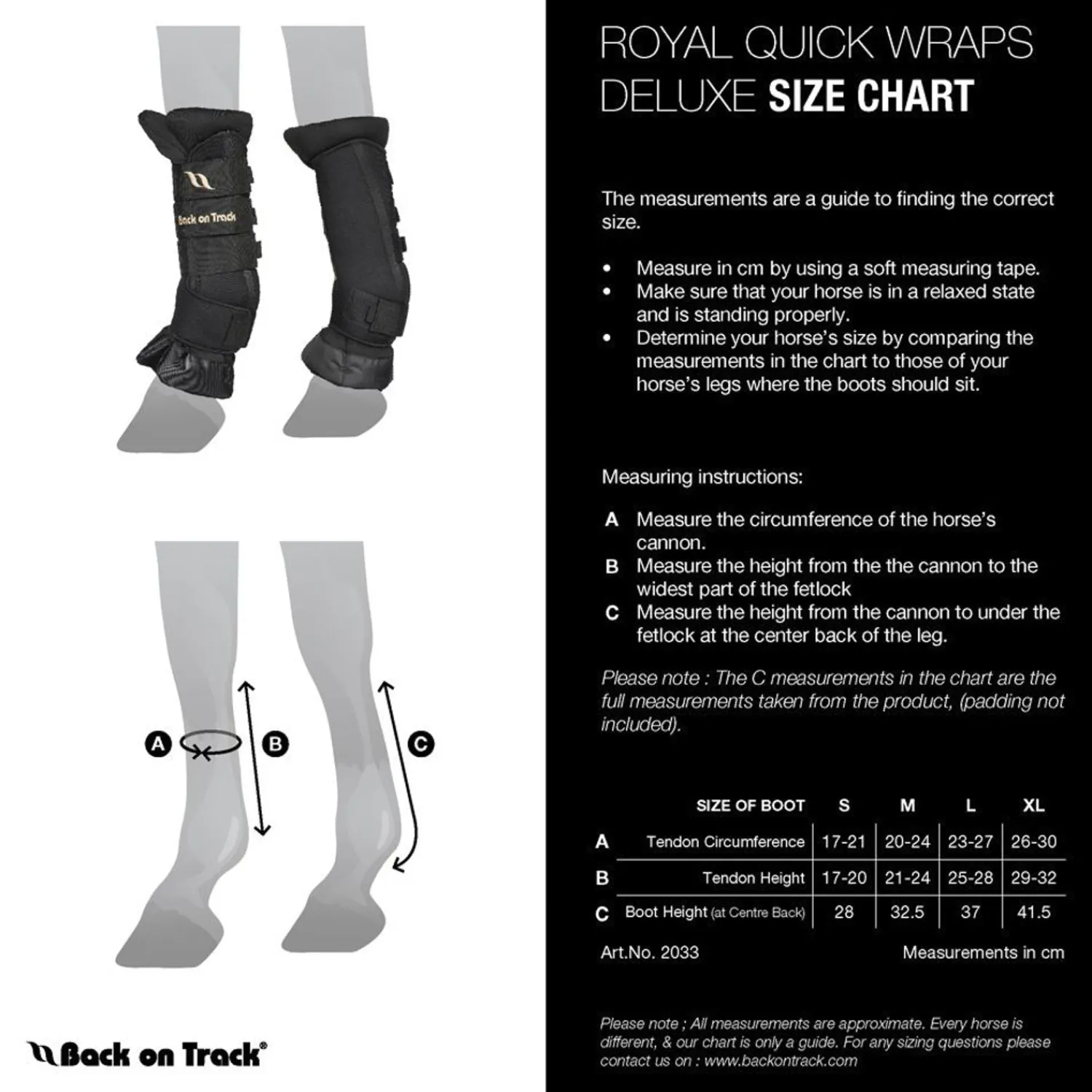 BACK ON TRACK BOT LL Back on Track® Royal Quick Wraps Deluxe Black/Black