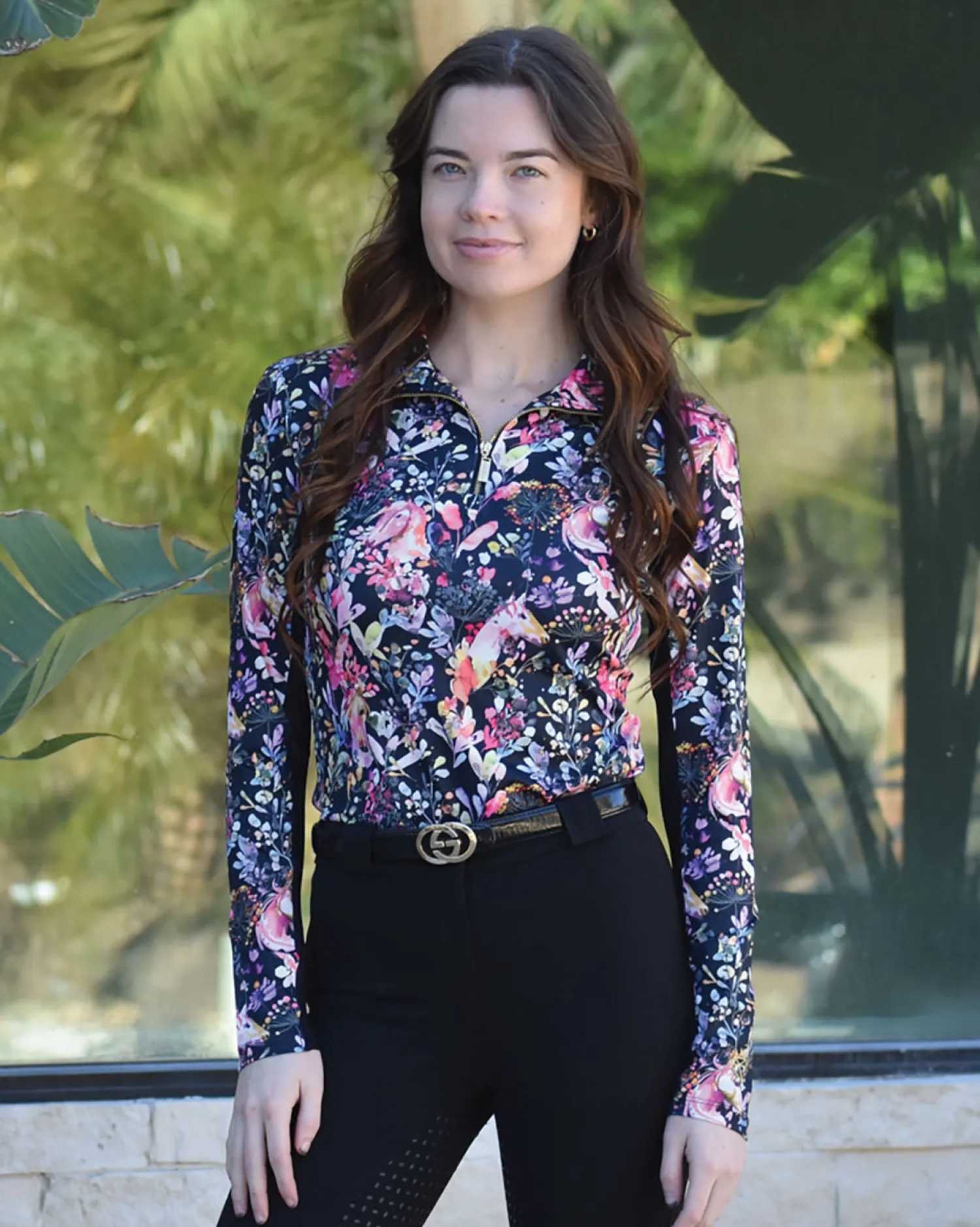 DANCING EQUESTRIAN Ladies’ Equus Garden Long Sleeve Shirt Black