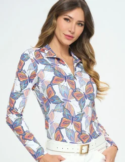Clearance DANCING EQUESTRIAN Spring Butterfly Long Sleeve Shirt White