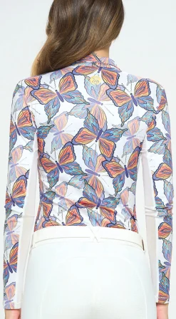 Clearance DANCING EQUESTRIAN Spring Butterfly Long Sleeve Shirt White