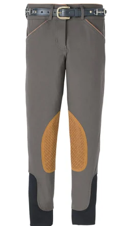 Hot KARAN LETEX DS Girls' Beverly Double-Grip Knee-Patch Breech Grey