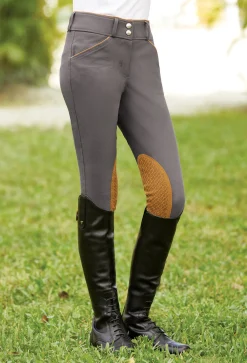Hot KARAN LETEX DS Girls' Beverly Double-Grip Knee-Patch Breech Grey
