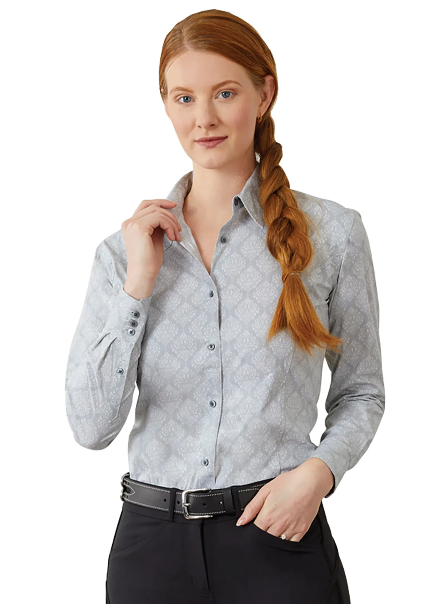 Clearance ORIG MADRAS SHIRT CO DS Ladies’ Anza Long Sleeve Shirt Silver Damask