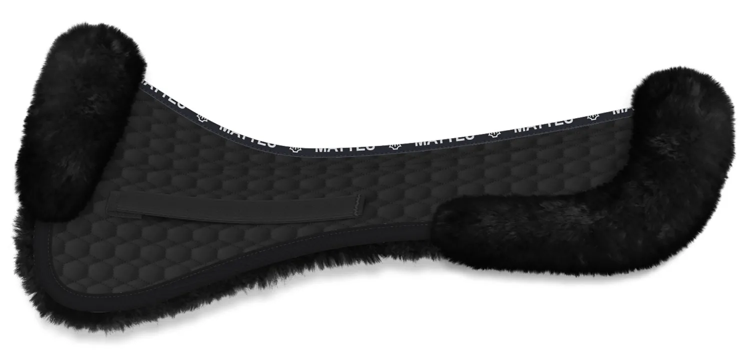 Sale WORLD EQUSTRN BRNDS E.A. Mattes Platinum EWWA Sheepskin Dressage Half Pad with Rear Trim