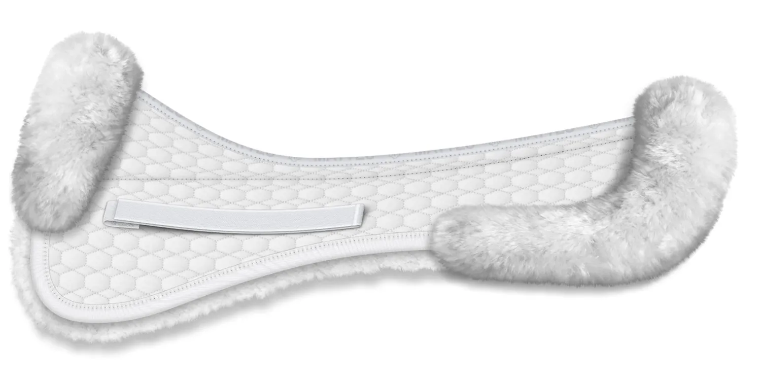 Sale WORLD EQUSTRN BRNDS E.A. Mattes Platinum EWWA Sheepskin Dressage Half Pad with Rear Trim