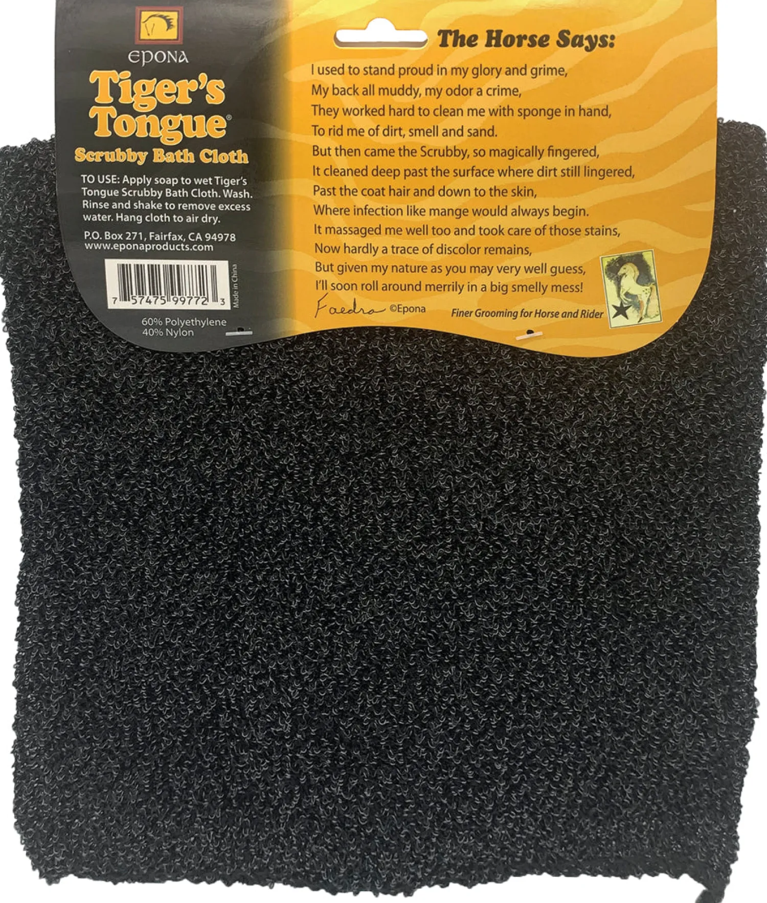 Outlet EPONA LTD Epona Tiger’s Tongue® Scrubby Bath Cloth Black