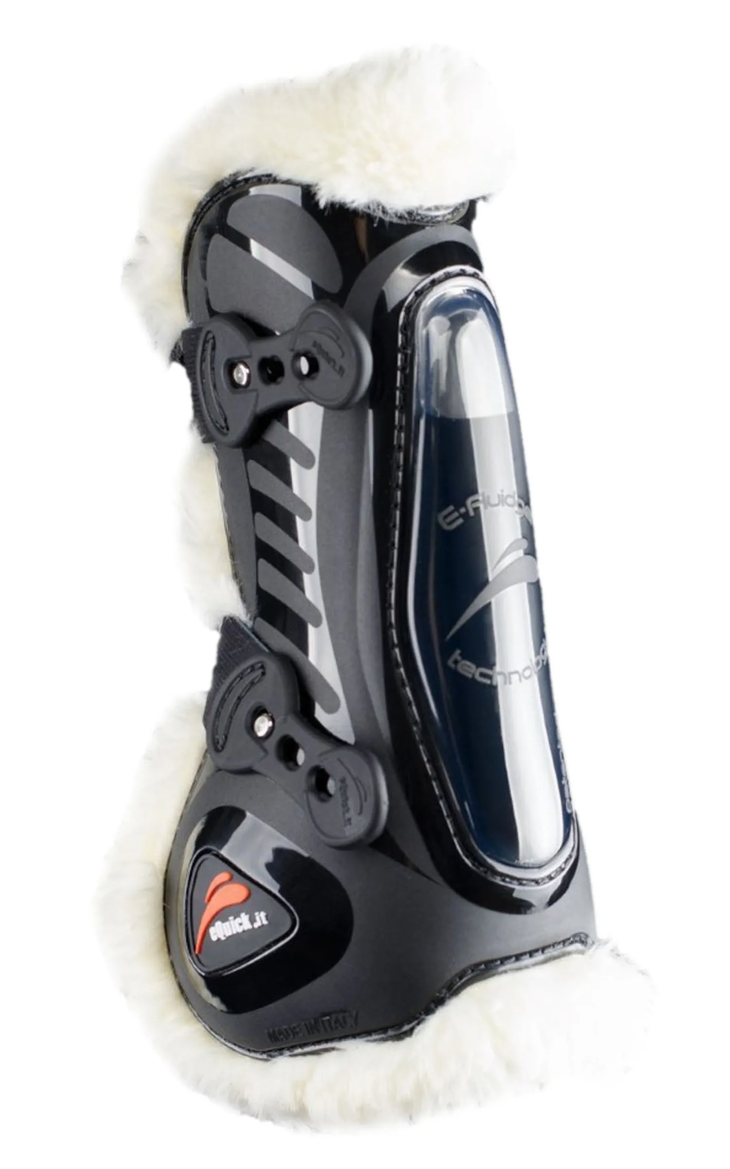 Best JPC EQUESTRIAN eQuick eShock Legend Front Hook-and-Loop Fluffy Boots Black