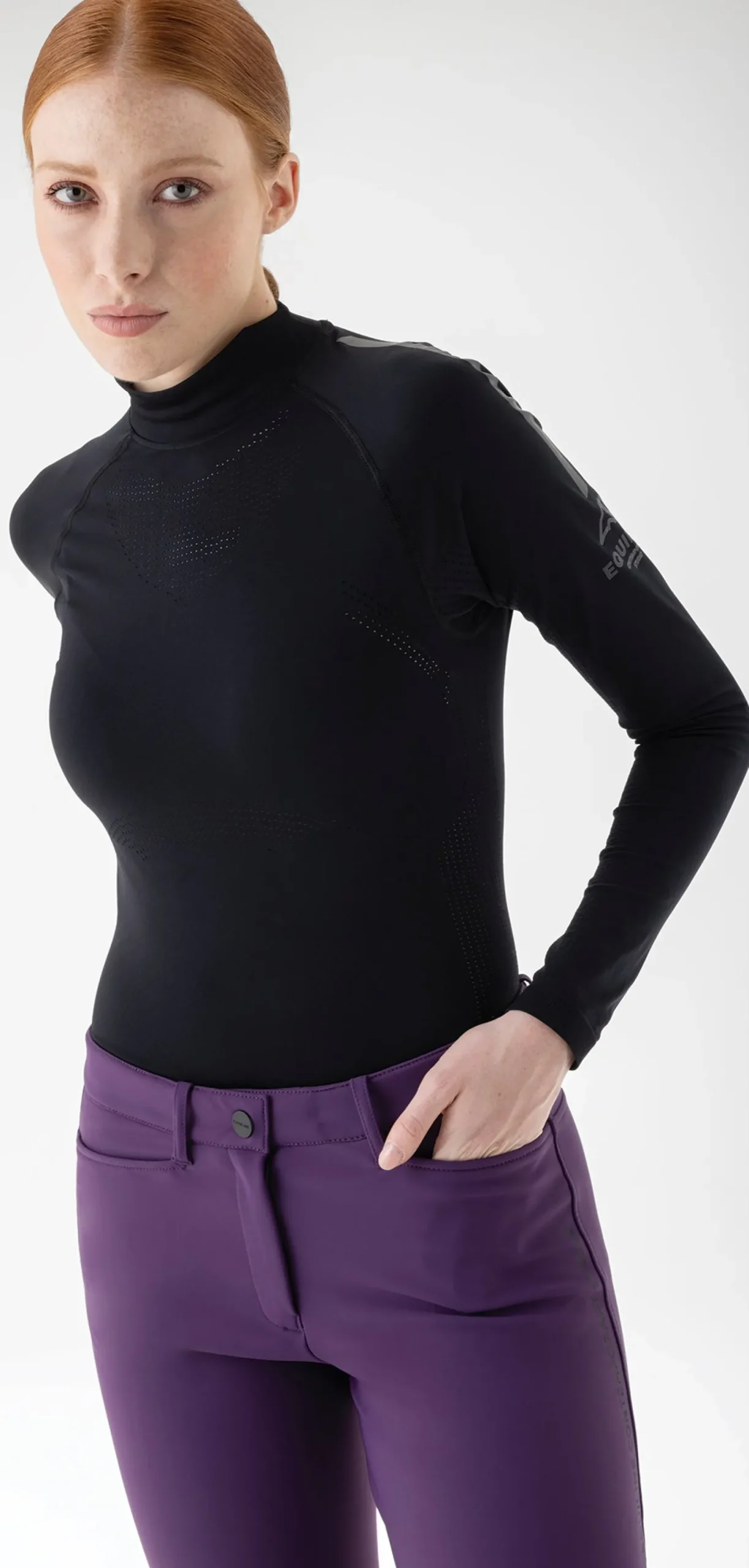 Best EQUILINE AMERICA Equiline Ladies’ Crasem Seamless Long Sleeve Shirt Black