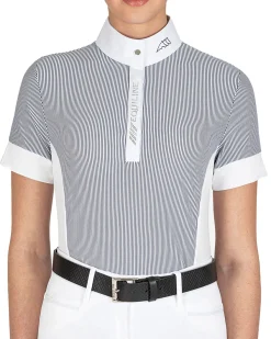 Hot EQUILINE AMERICA Equiline Ladies’ Celic Short Sleeve Show Shirt White/Deep Blue