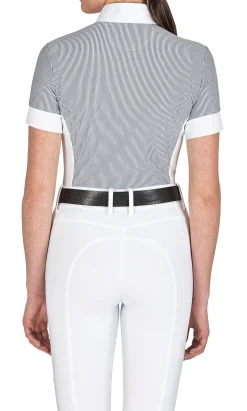 Hot EQUILINE AMERICA Equiline Ladies’ Celic Short Sleeve Show Shirt White/Deep Blue