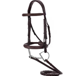 Clearance EQUINAVIA Valkyrie Fancy-Stitched Hunter Bridle & Reins Chocolate Brown