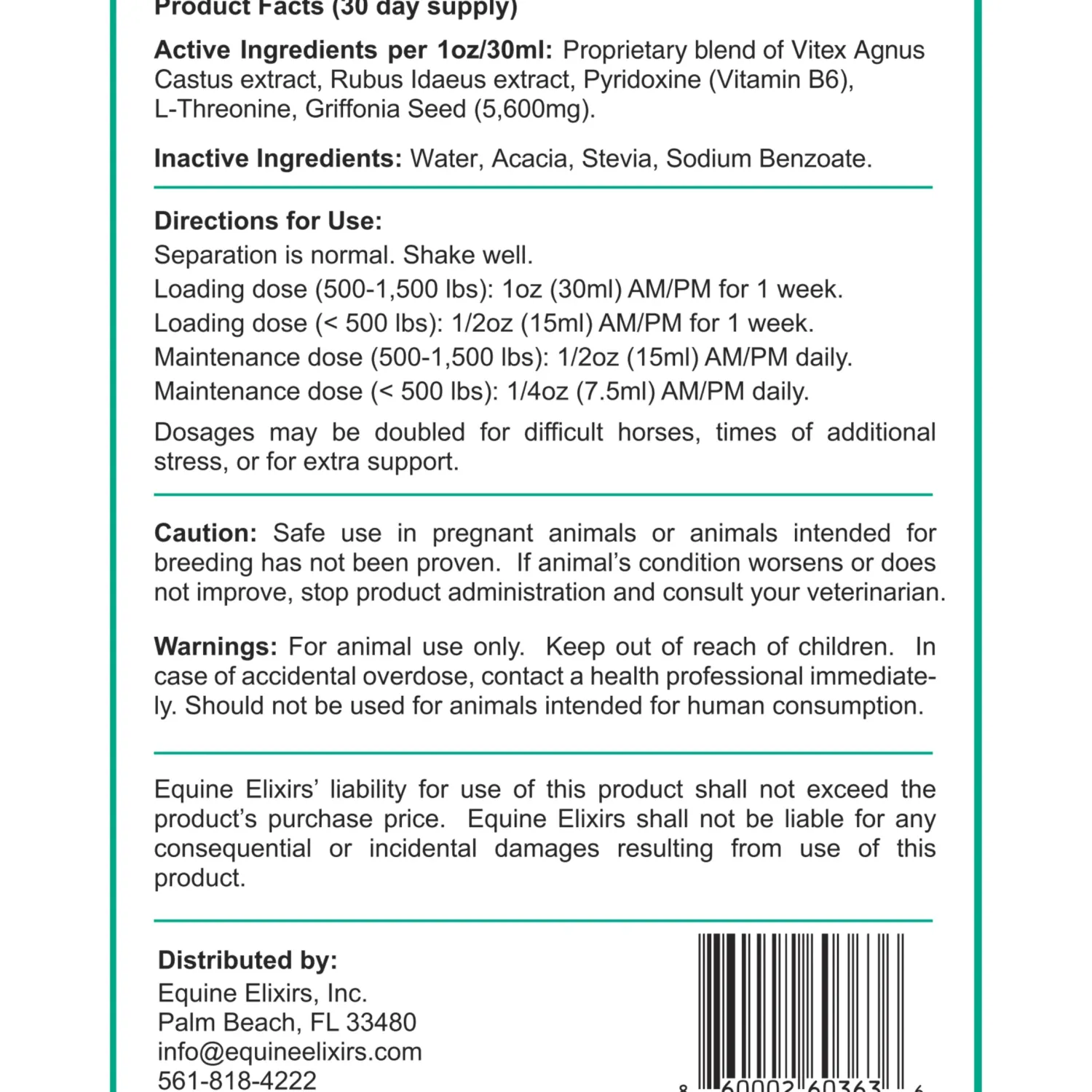 Online EQUINE ELIXIRS INC Equine Elixir Positude®