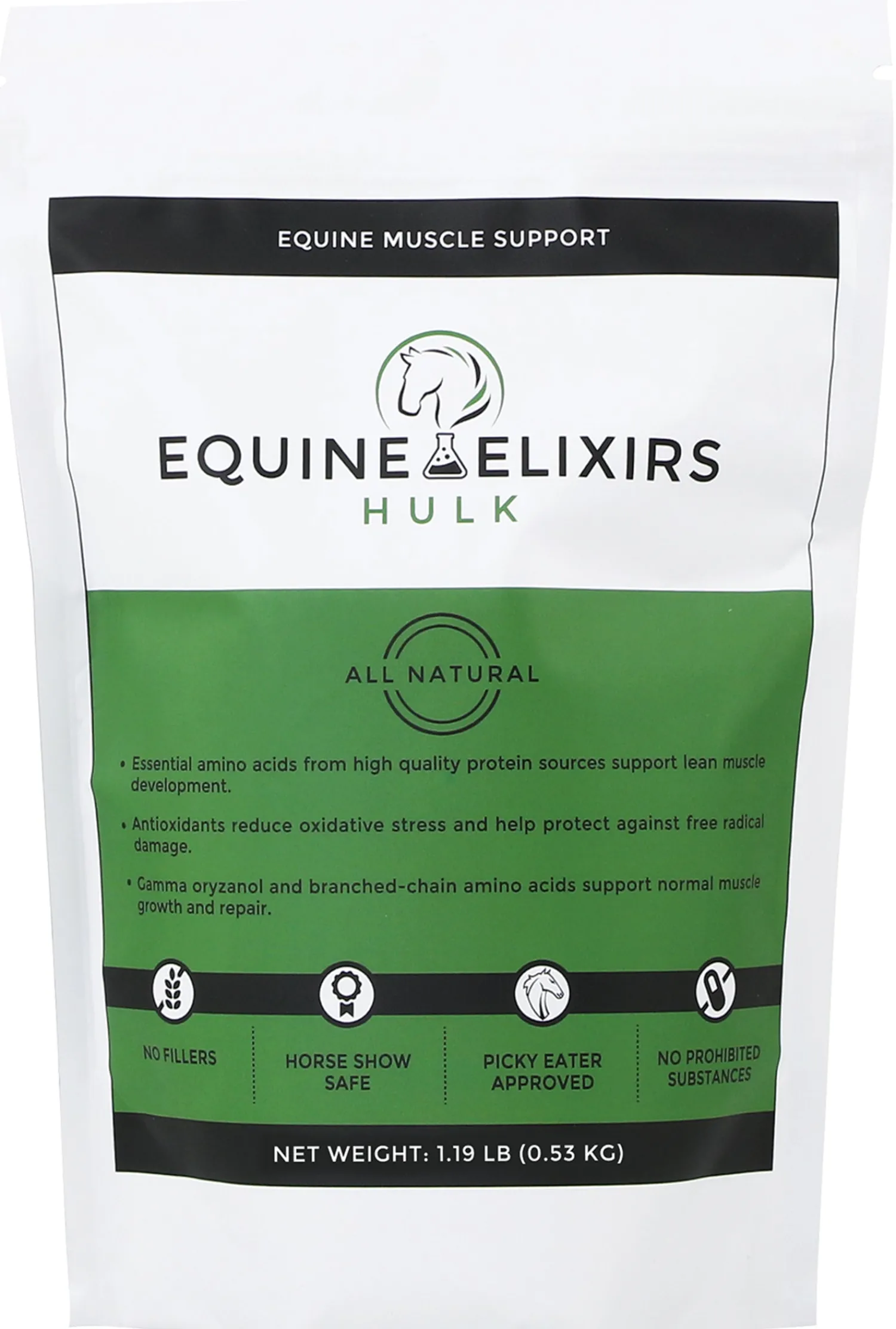 EQUINE ELIXIRS INC Equine Elixirs Hulk® Muscle Support Powder