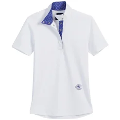 ESSEX CLASSICS Beacon Hill Ladies’ Short Sleeve Show Shirt White/Navy Horseshoe