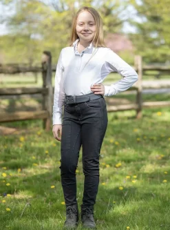 FITS RIDING FITS® Girls’ Denim Tread Knee-Patch Breech Onyx