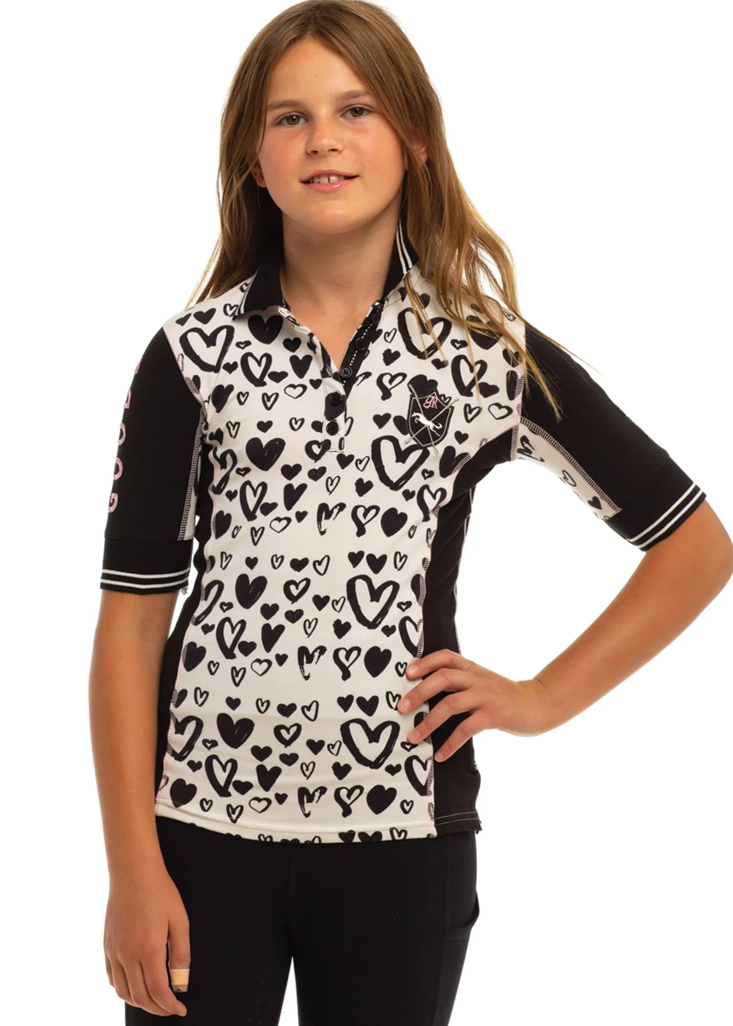 Online GOODE RIDER ™ Girls’ Elite Polo Shirt Black Hearts