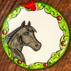 Clearance THE NOLA WATKINS COL Hand-Painted Horse Wreath Ornament