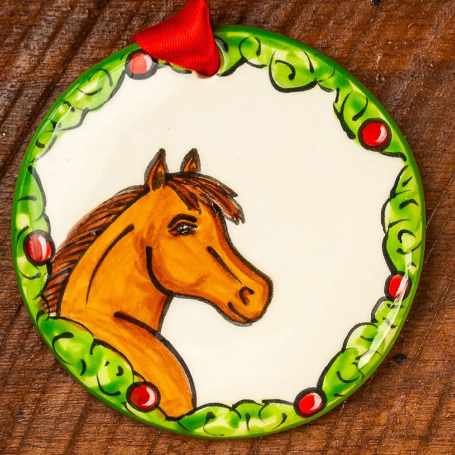 Clearance THE NOLA WATKINS COL Hand-Painted Horse Wreath Ornament