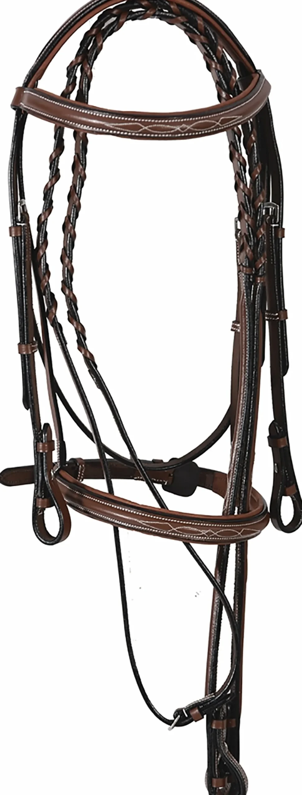 Hot JPC EQUESTRIAN Henri de Rivel Pro Fancy Raised Comfort Crown Padded Bridle with Fancy Raised Reins