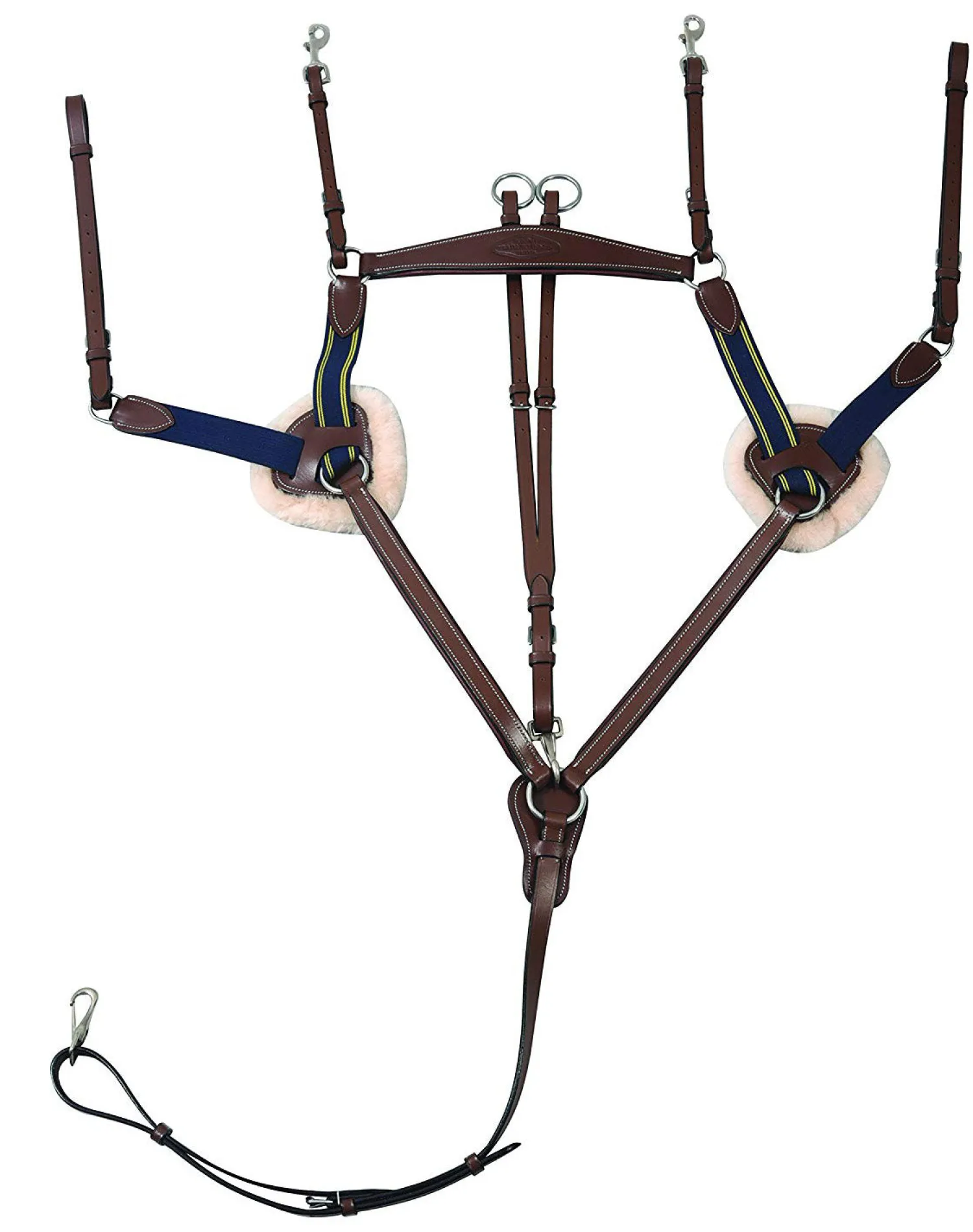 Best JPC EQUESTRIAN Henri de Rivel Pro 5-Point Elastic Breastplate Martingale with Running Attachment