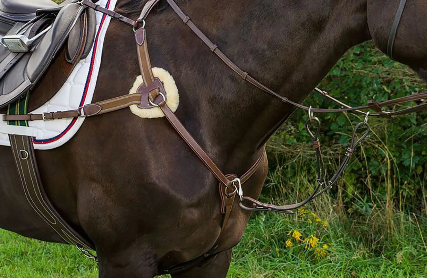 Best JPC EQUESTRIAN Henri de Rivel Pro 5-Point Elastic Breastplate Martingale with Running Attachment