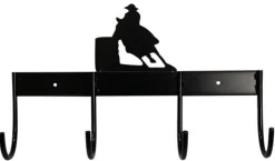 Sale SHILOH STABLES TACK 4-Hook Flat Tack Rack with Barrel Horse Silhouette