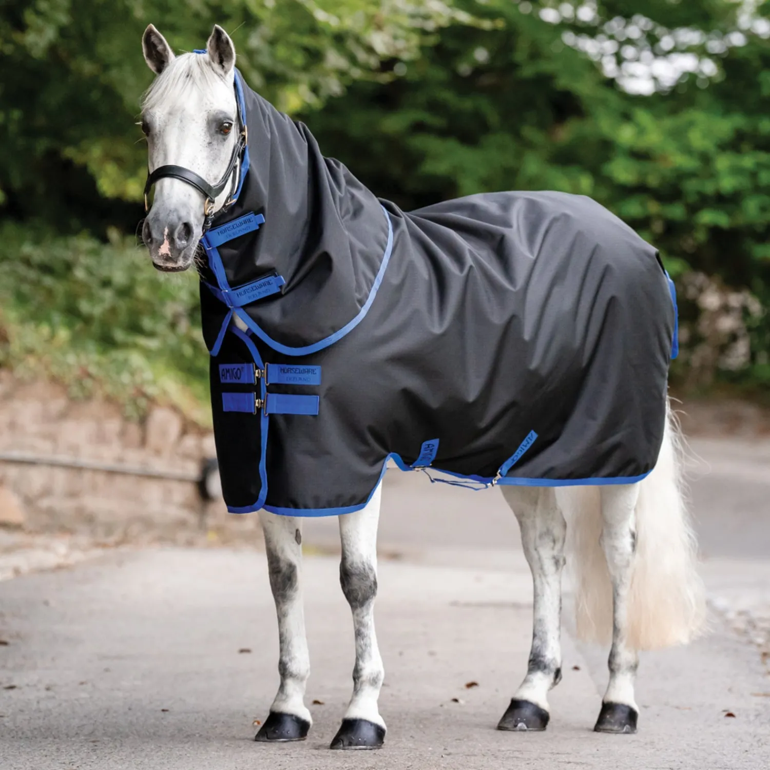 Best HORSEWARE ® Ireland Amigo® Ripstop 900D 100 Gram Plus Pony Turnout Black/Classic Blue