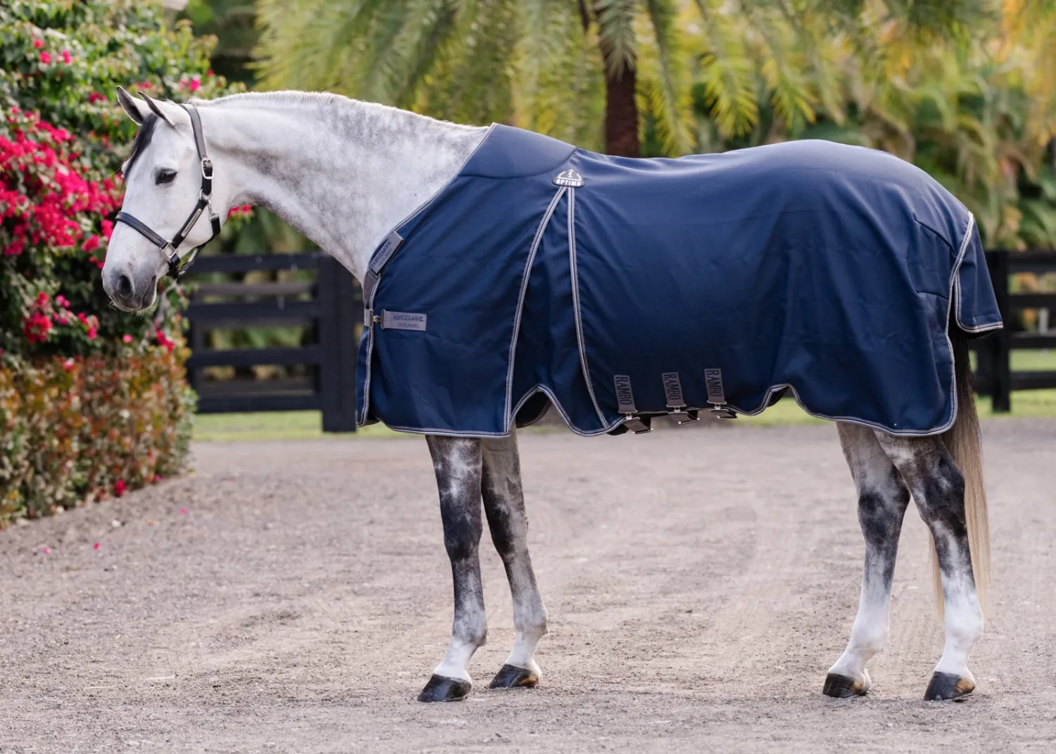 Sale HORSEWARE ® Ireland Rambo® Optimo Stable Sheet Navy/Thunderstorm Grey/Silver