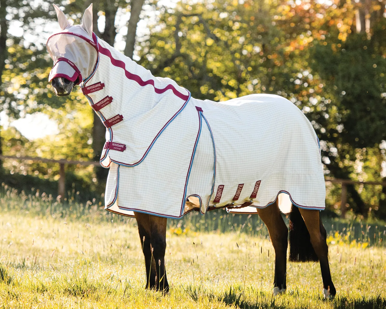Sale HORSEWARE ® Ireland Rambo® Optimo Supreme Summer Sheet Navy Check/Cherry