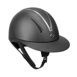 Online INT RIDING HELMET IRH® F1 Wide Brim Helmet with Leather Finish Black Leather/Titanium