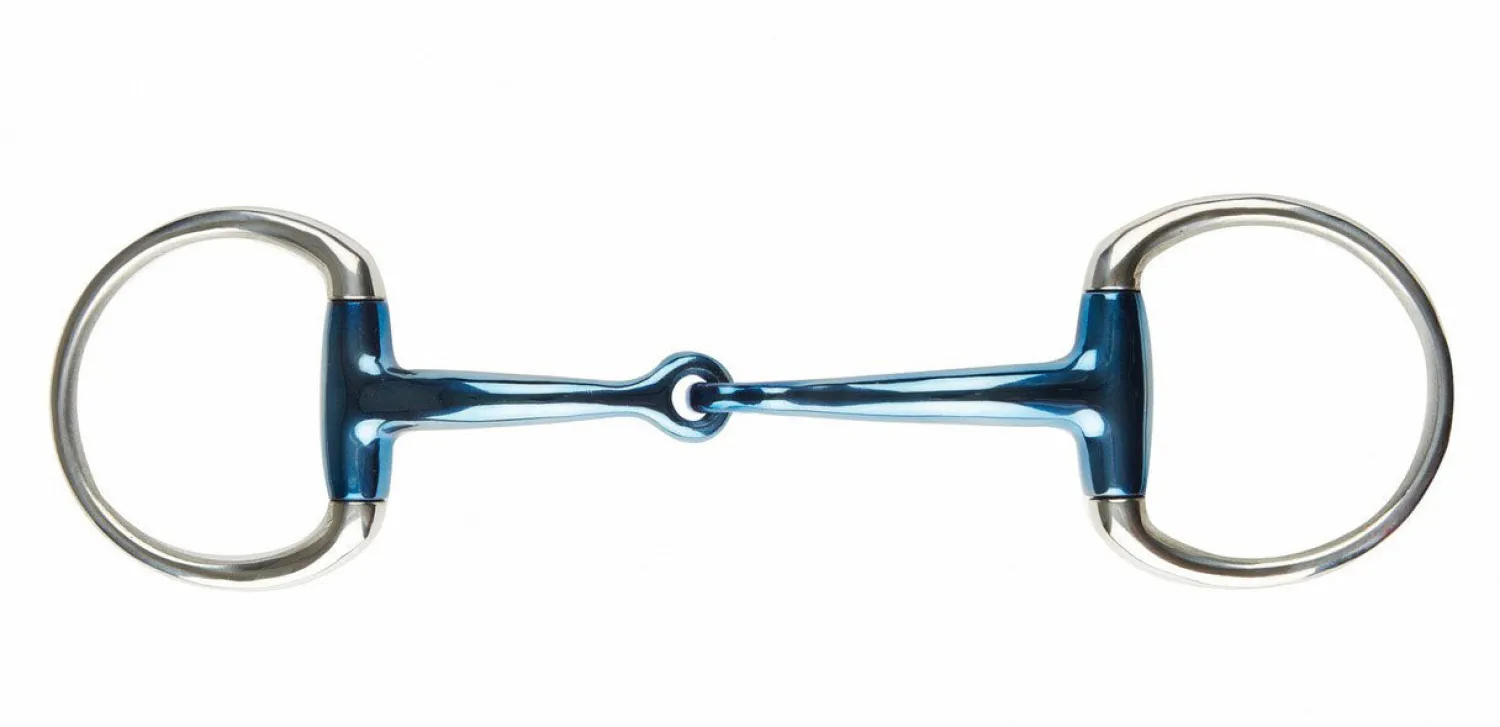 Outlet WEATHERBEETA JP by Korsteel® Blue Steel Single-Jointed Eggbutt Bit Blue/Silver