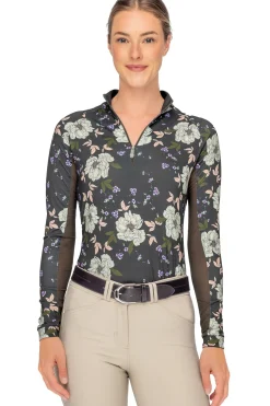 KASTEL DENMARK Ladies’ Gigi Quarter-Zip Long-Sleeve Shirt Slate Garden Rose
