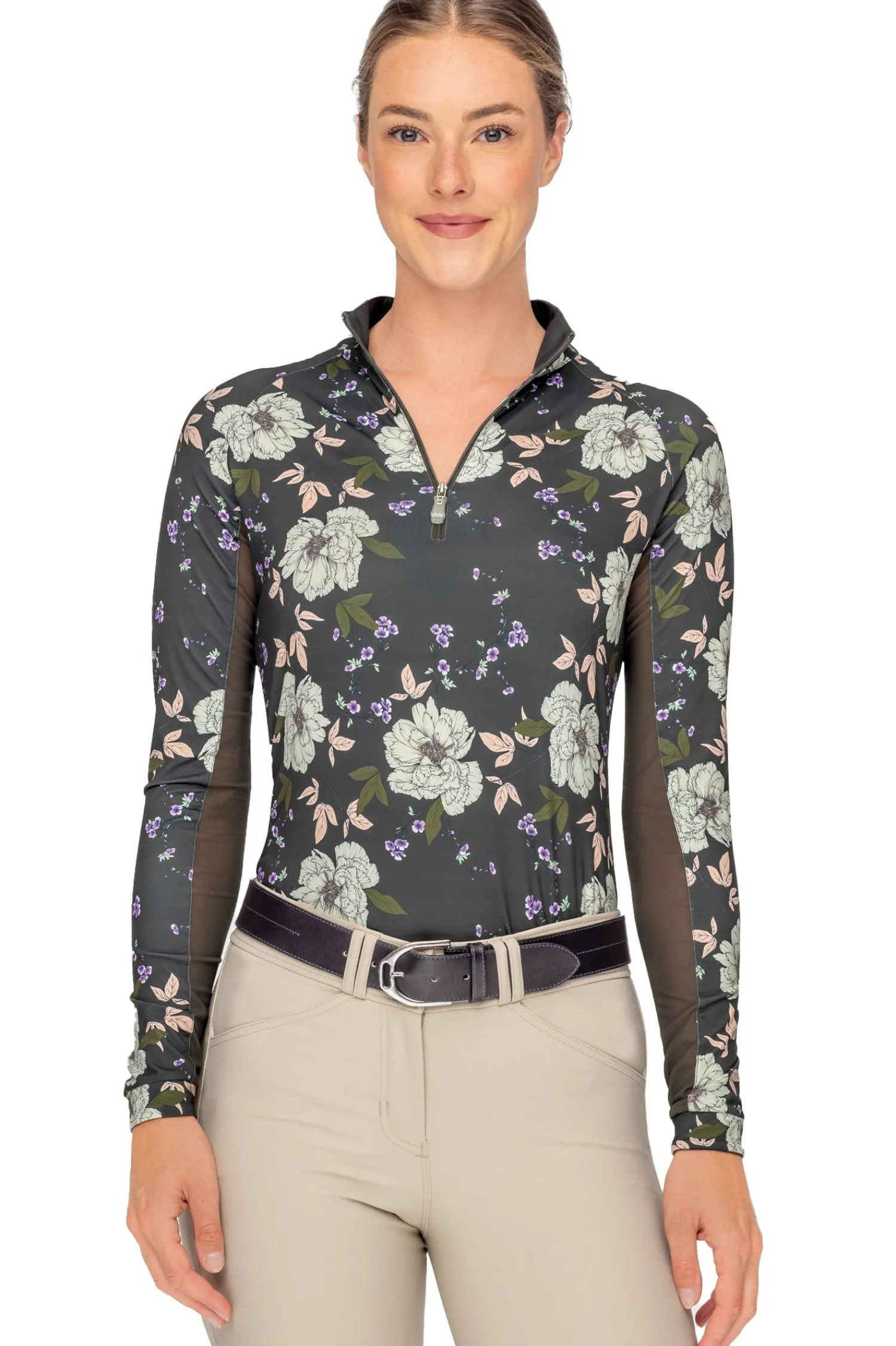 KASTEL DENMARK Ladies’ Gigi Quarter-Zip Long-Sleeve Shirt Slate Garden Rose