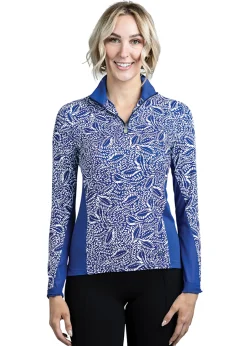 Online KASTEL DENMARK Ladies’ Jill Long Sleeve Shirt Blue Leaves
