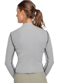 New KASTEL DENMARK Ladies’ Mock Neck Knit Sweater Dove/Black Piping