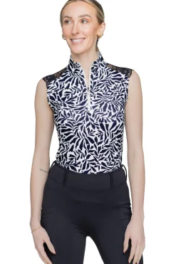 New KASTEL DENMARK Ladies’ Rue Sleeveless Shirt Black/White Climbing Vine