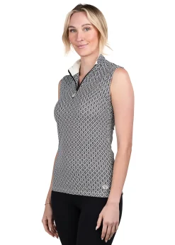 Sale KASTEL DENMARK Ladies’ Vera Sleeveless Shirt Black White Geo