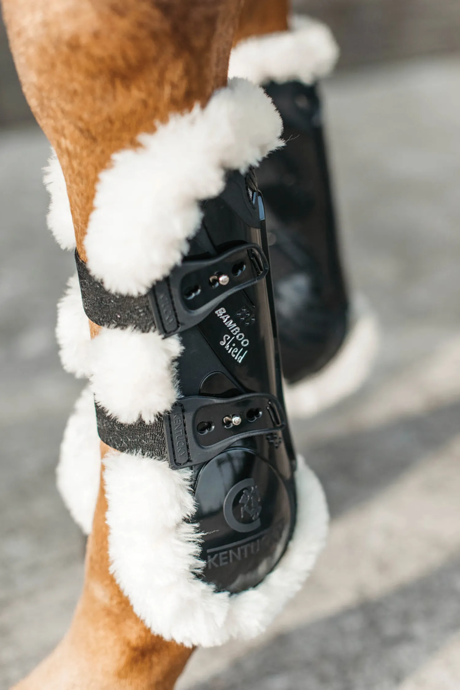 KENTUCKY HORSEWEAR Vegan Sheepskin Elastic Tendon Boots with Bamboo Black