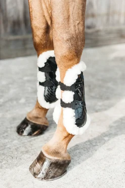 KENTUCKY HORSEWEAR Vegan Sheepskin Elastic Tendon Boots with Bamboo Black
