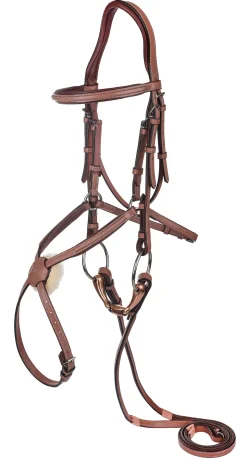 Sale JPC EQUESTRIAN Laureate by Henri de Rivel Figure-8 Bridle with Rubber-Lined Reins Oakbark