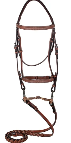 JPC EQUESTRIAN Laureate by Henri de Rivel Raised Fancy-Stitched Bridle with Laced Reins Oakbark