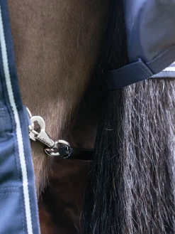 Best HORSE HEALTH TRADE LeMieux® Arika Storm-Tek 100 Gram Turnout Blanket with Leg Straps Navy/White/Navy