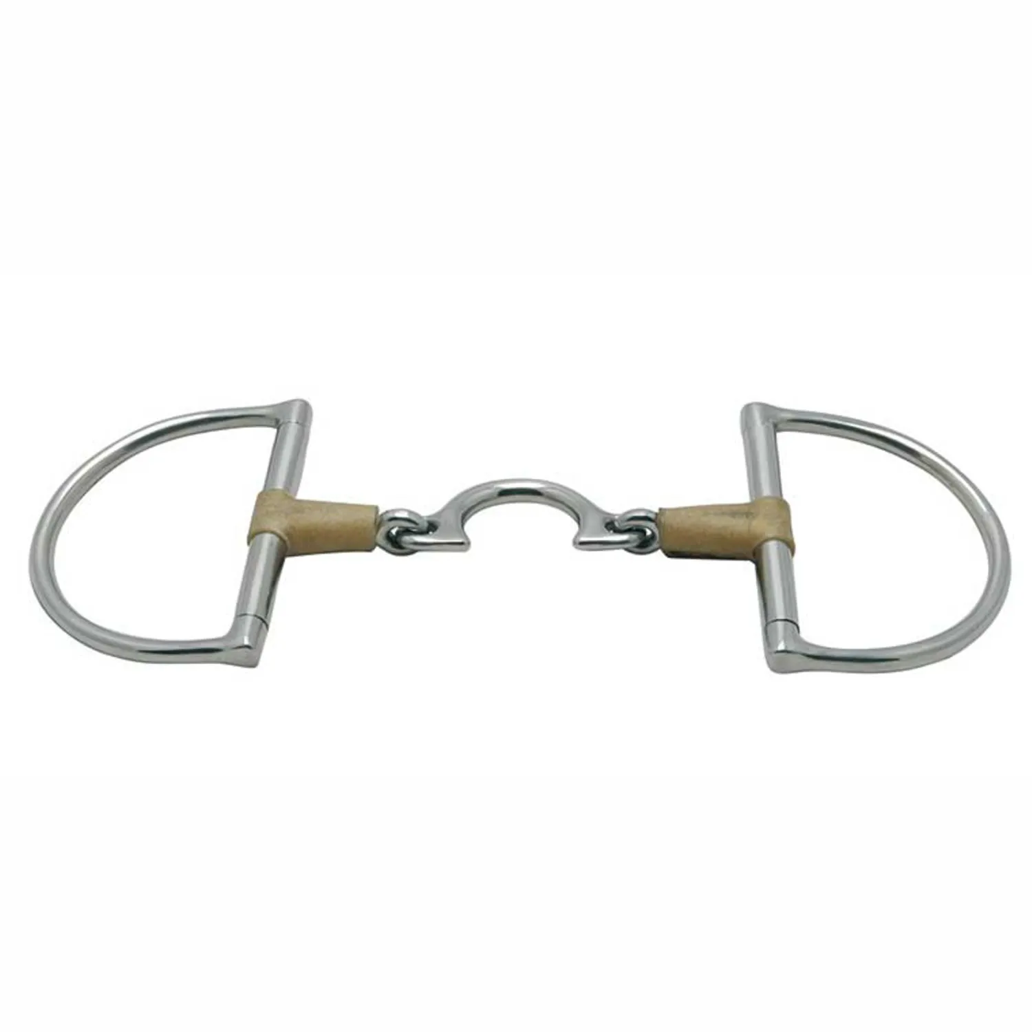 Clearance PARTRADE Metalab Jointed Rawhide Leather with Quarter Moon Link D-ring Snaffle Bit Stainless Steel
